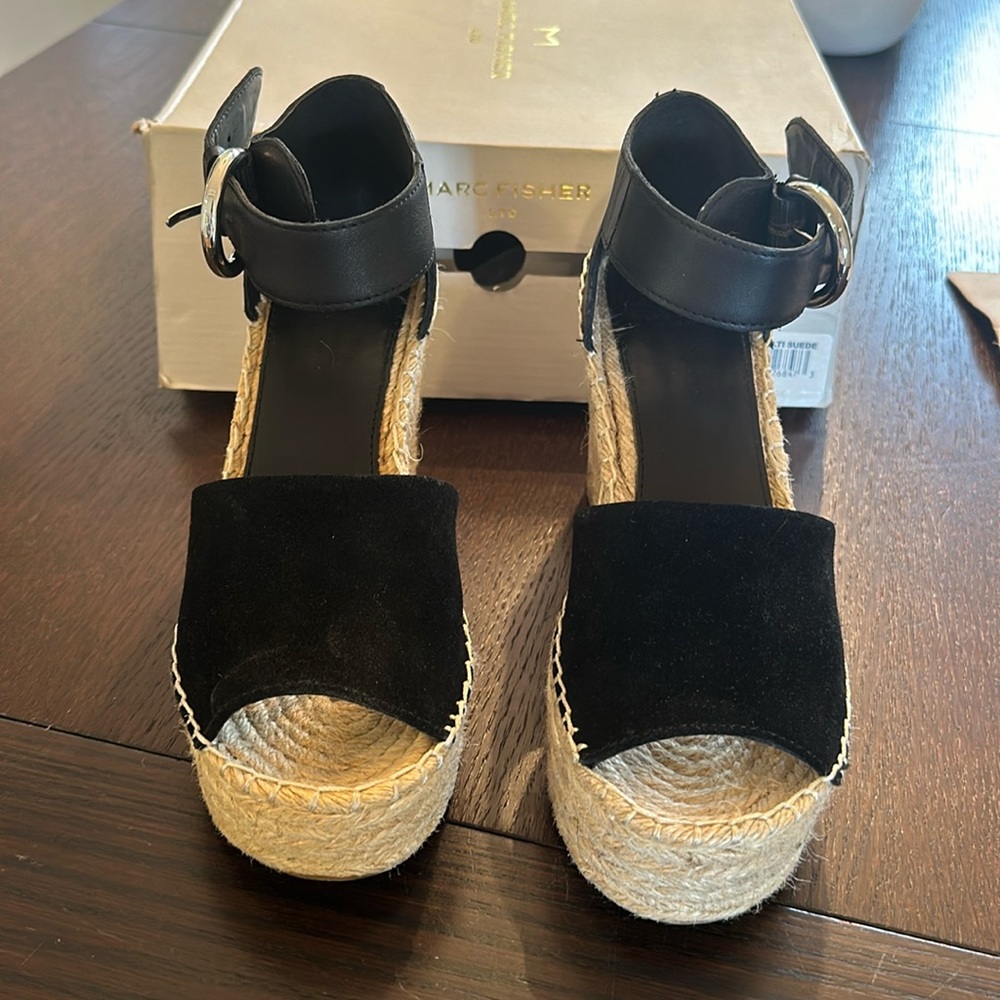 Marc Fisher Alisa black suede espadrille